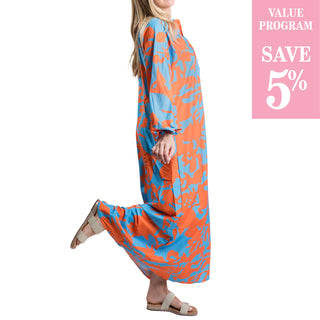 Blue and Orange Abstract Print Daisy Maxi Caftan - Spring 2025