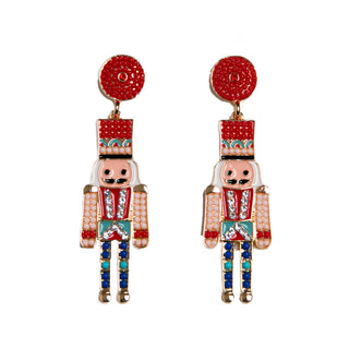Beaded  nutcracker earrings in red