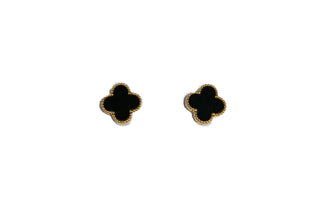 Classic black enameled earrings