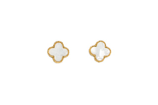 Classic white enameled earrings 