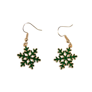 Green snowflake earring with gold bead