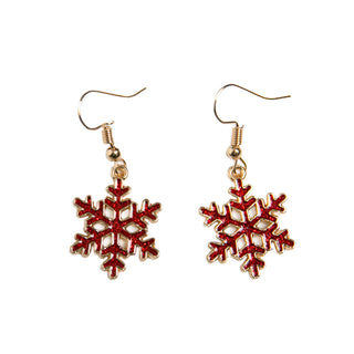 Dangly red snowflake earrings