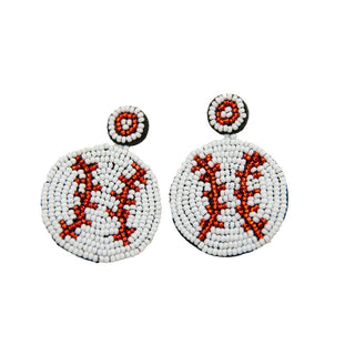 Beaded baseball earrings
