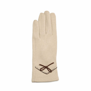 Cream with Brown bow and contrast stitch Savannah Glove