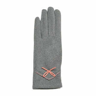 Gray with Pink bow and contrast stitch Savannah Glove