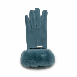 Blue Faux Fur Cuff Driving Glove