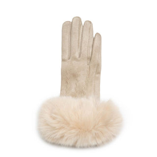 Cream Faux Fur Cuff Glove