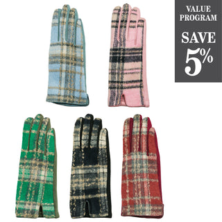assortment of plaid gloves in 5 colors