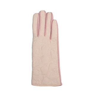 Gloves with quilted star pattern in blush pink