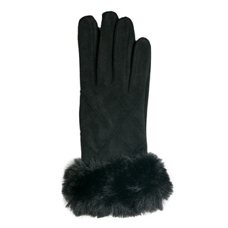 Black glove with faux fur cuff