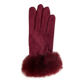 Merlot glove with faux fur cuff