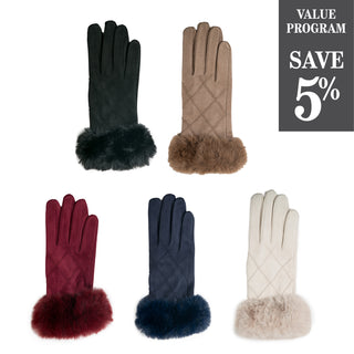 Gloves with faux fur cuffs