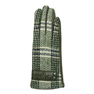 Green Plaid Glove with Buckle Detailing