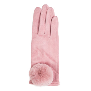 Light pink glove with large pom pom