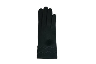 Black  glove with scallop detail and pom pom