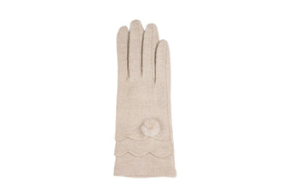 Cream glove with scallop detail and pom pom