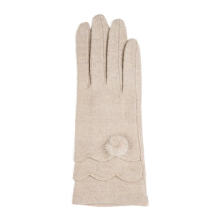 Cream glove with scallop detail and pom pom