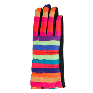 Hot pink glove with multicolor stripes
