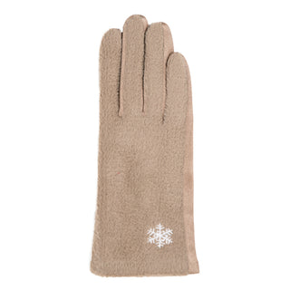 Camel  glove with embroidered snowflake