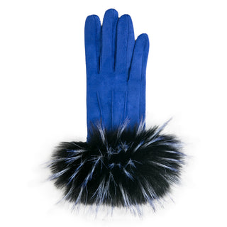 Bright Blue Glove with Faux Fur Cuff