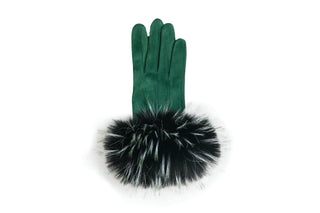 Emerald Green Glove with Faux Fur Cuff
