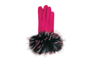 Hot Pink Glove with Faux Fur Cuff
