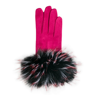 Hot Pink Glove with Faux Fur Cuff