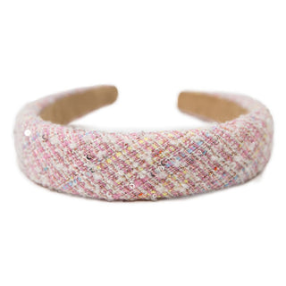 Light pink and blue knit headband