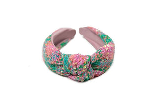 Pink and Green Headband with Top Knot
