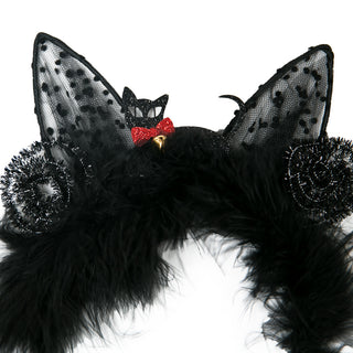 Furry headband with cat ears, close up