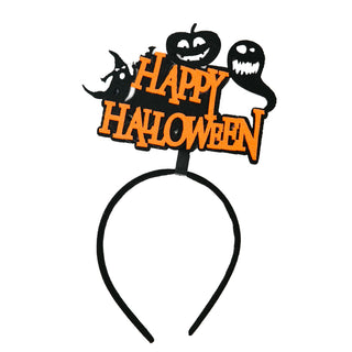 Happy Halloween headband with ghosts, jack o'lantern and lights