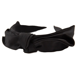 Black satin bow headband