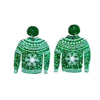 Green sweater earrings