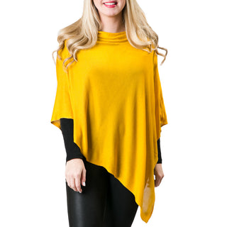 lightweight bamboo knit poncho  shawl in  golden rod yellow