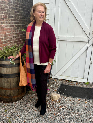 Woman wearing cardigan