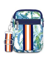 Green and Blue Palm Trees Carla Street Crossbody with woven shoulder strap