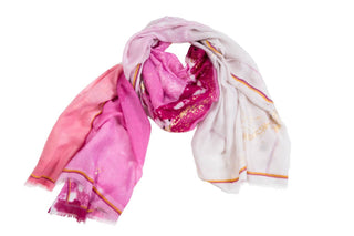 Pink and white marble print scarf