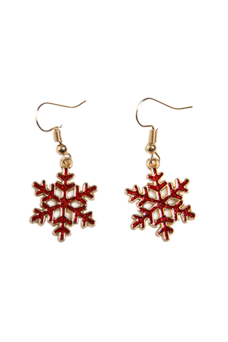 red dropdown snowflake earrings