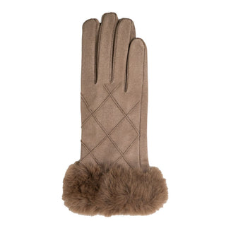 Light brown glove with faux fur cuff