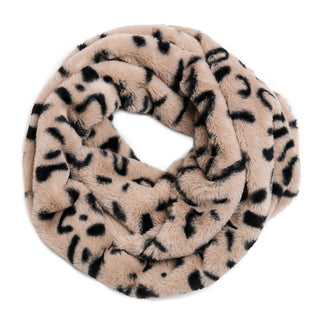 Tan Leopard Faux Fur Loop Infinity Scarf