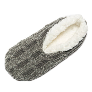 gray chenille slipper with sherpa