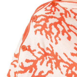 Orange Coral Reef Poncho Button Detail