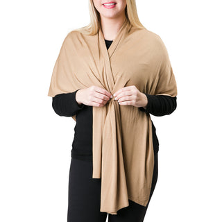 camel keyhole wrap shawl in soft viscose