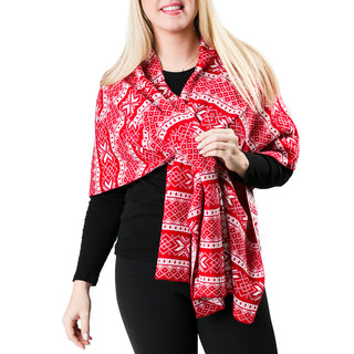 Red with white alpine patterned keyhole wrap