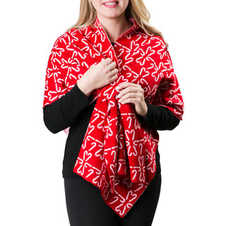 Red with white candy cane patterned keyhole wrap