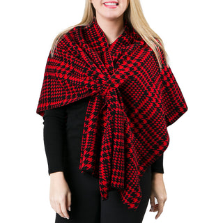 Red and black glen plaid patterned keyhole wrap