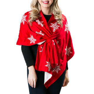 Red with white snowflake patterned keyhole wrap
