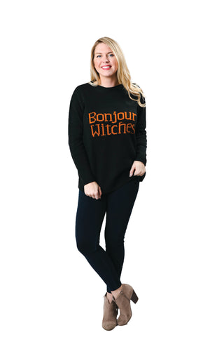Bonjour Witches black knit sweater