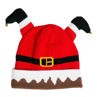 Red Santa Comin' Down the Chimney Hat with Jingle Bells