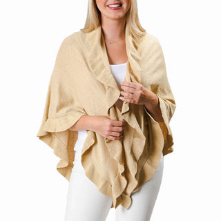 Metallic Gold 100% cotton one size wrap with ruffle detailing